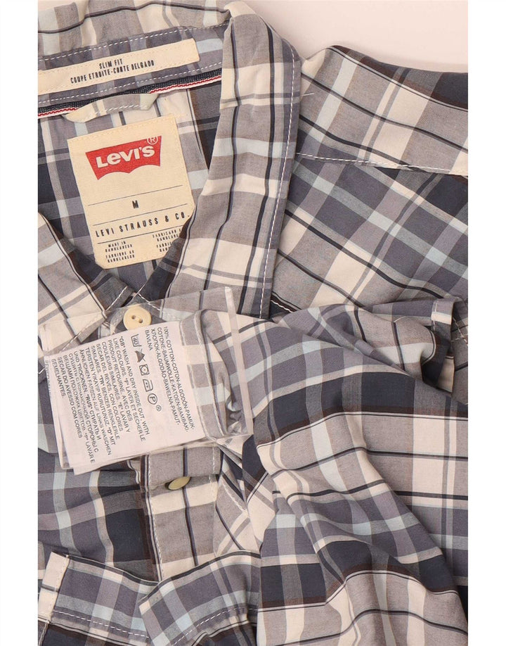 Levi's Camisa Slim Fit De Manga Corta De Algodón A Cuadros Azul Medio