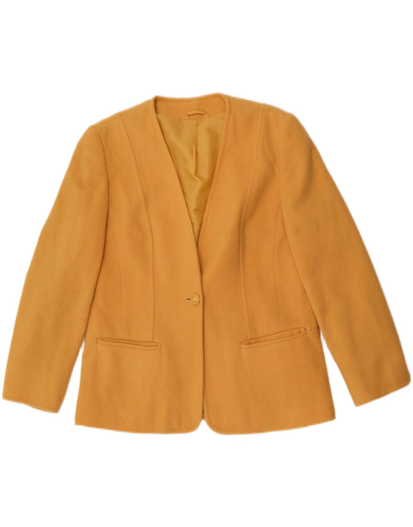 First Avenue Chaqueta tipo blazer de 1 botón para mujer UK 44 Lana amarilla mediana