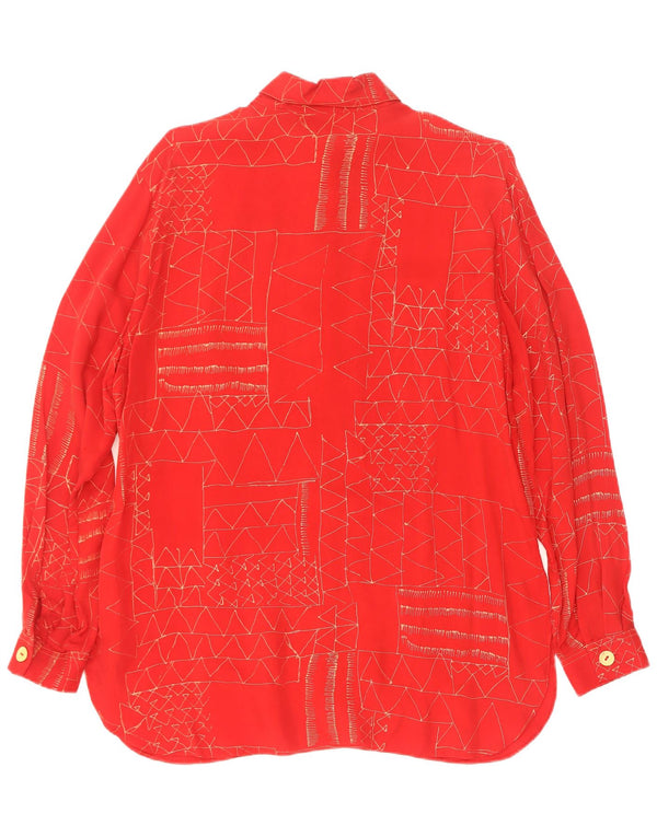 Divina Blusa Camisera Mujer EU 38 Medium Rojo Geométrico Cupro