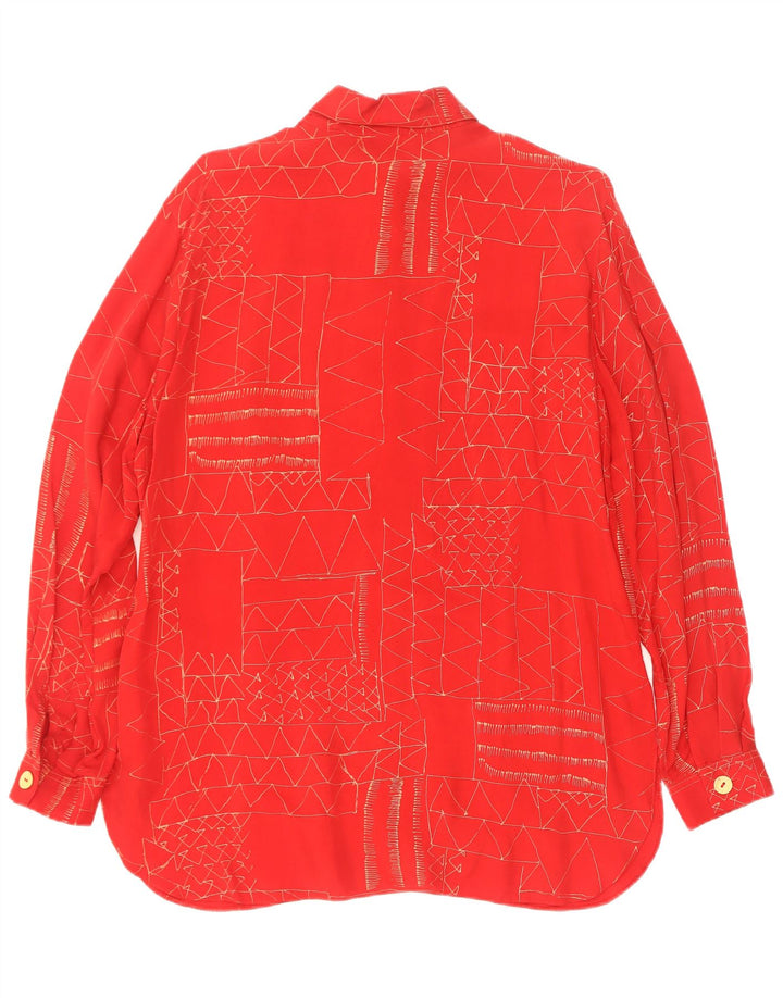 Divina Blusa Camisera Mujer EU 38 Medium Rojo Geométrico Cupro