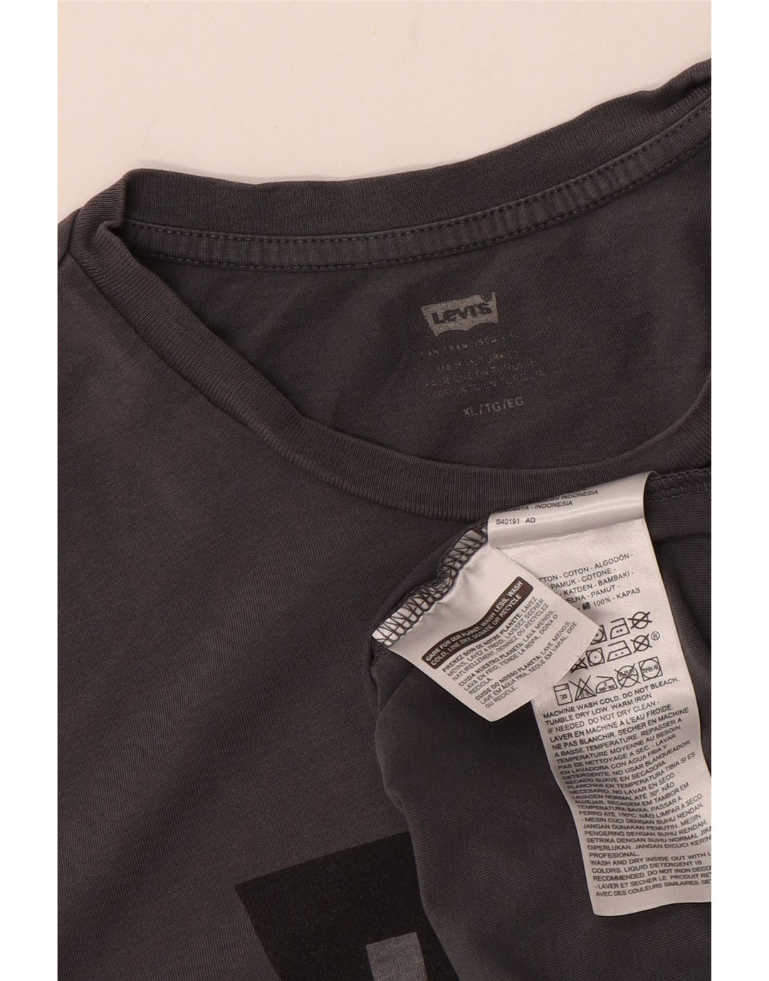 Levi's Hombre Camiseta Gráfica Top XL Algodón Gris