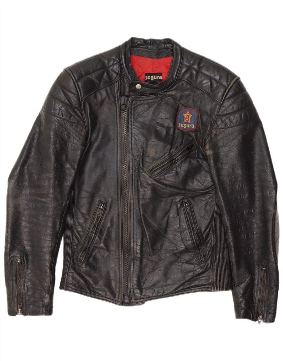 Segura Chaqueta Biker De Cuero Para Hombre IT 44 XS Cuero Negro