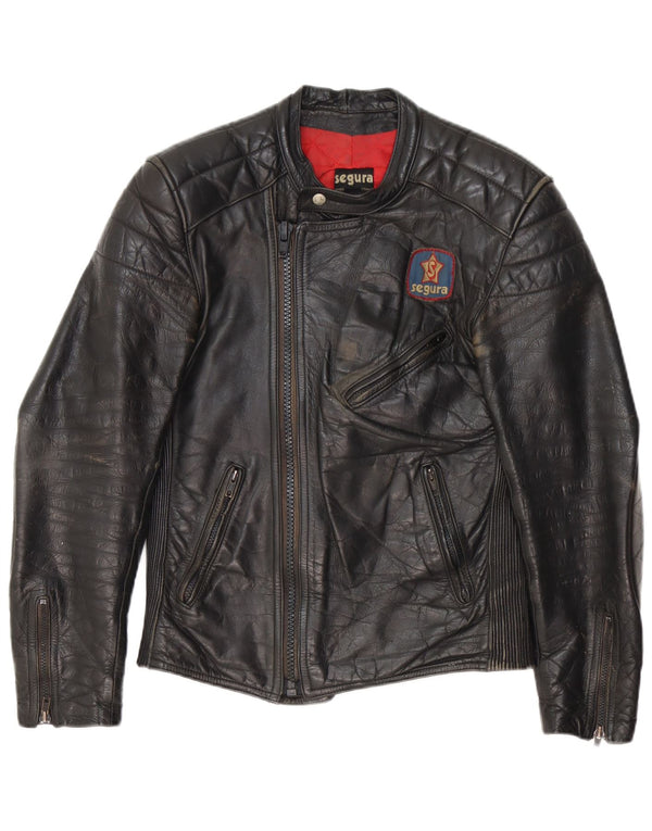 Segura Chaqueta Biker De Cuero Para Hombre IT 44 XS Cuero Negro