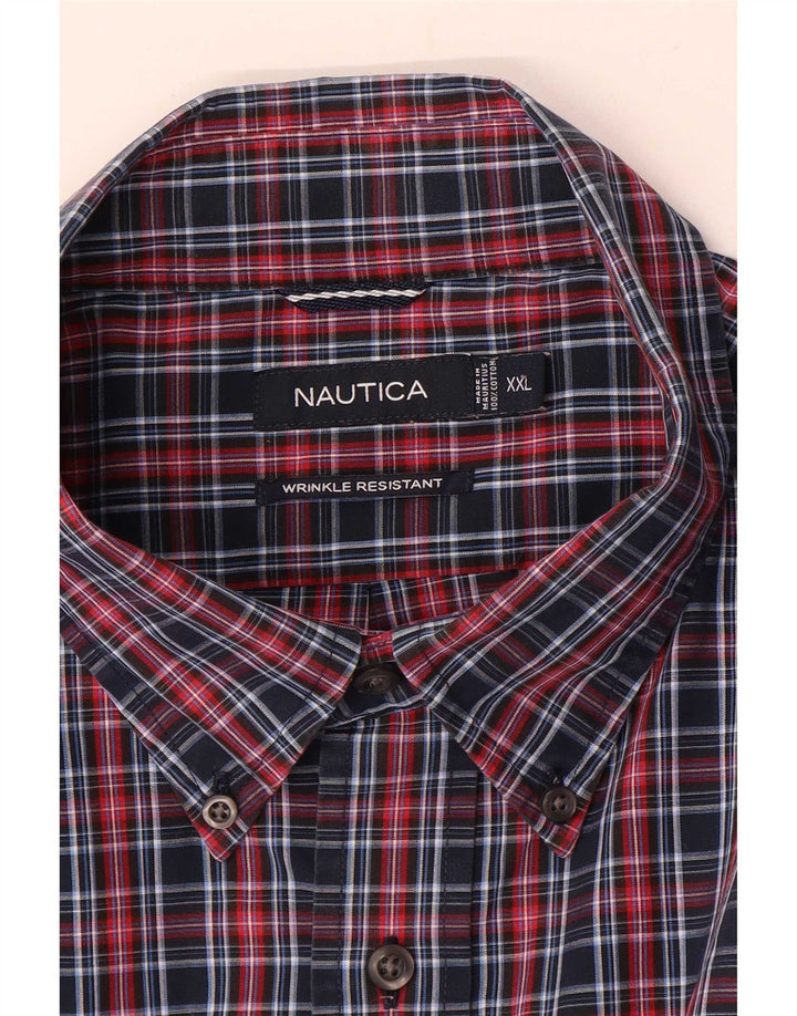 Nautica Camisa Hombre 2XL Azul Marino Cuadros Algodón