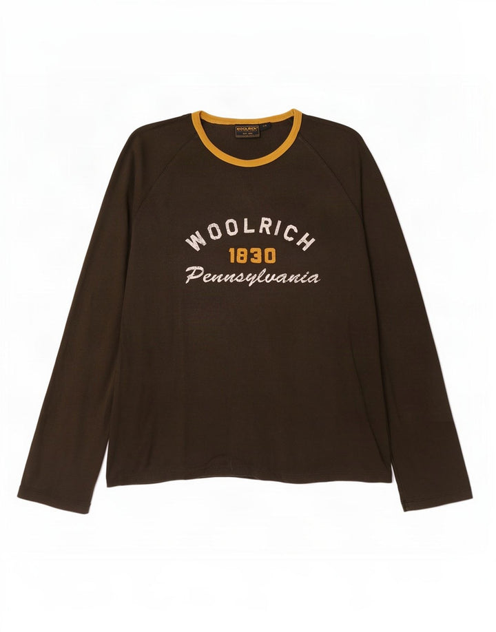 Woolrich Mens Graphic Top Manga Larga 2XL Algodón Marrón