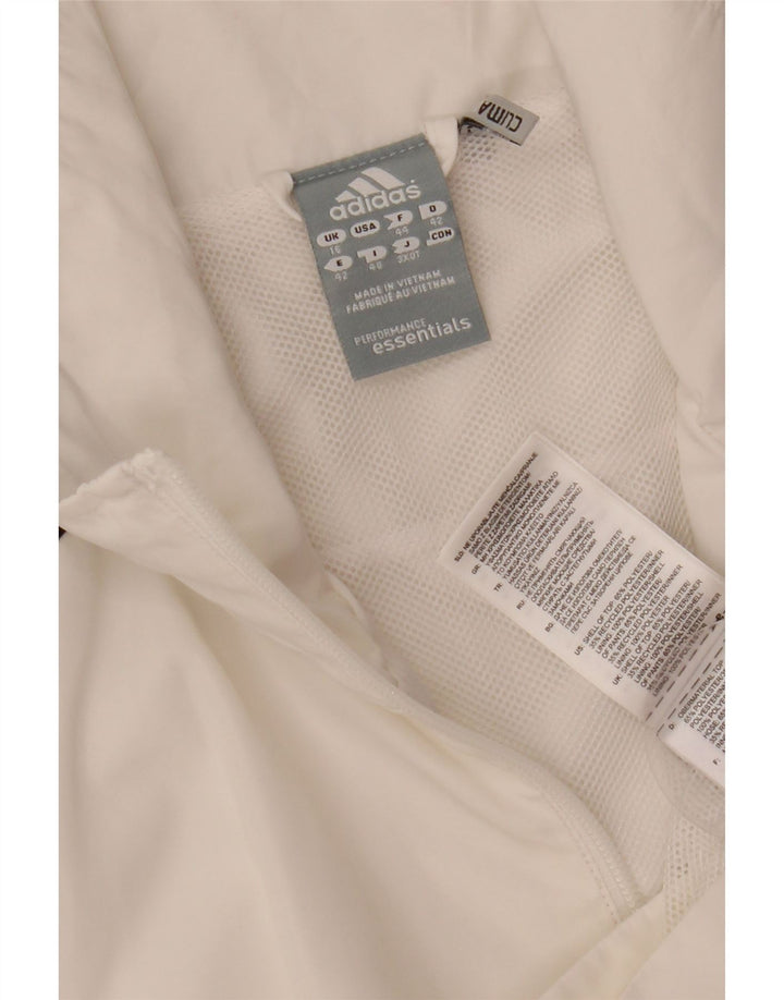 Adidas Mujer Climalite Chándal Top Chaqueta UK 16 Grande Blanco Poliéster