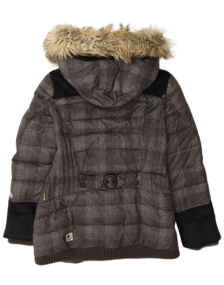 KHUJO Chaqueta acolchada con capucha para mujer ES 40 XL Poliéster color block gris