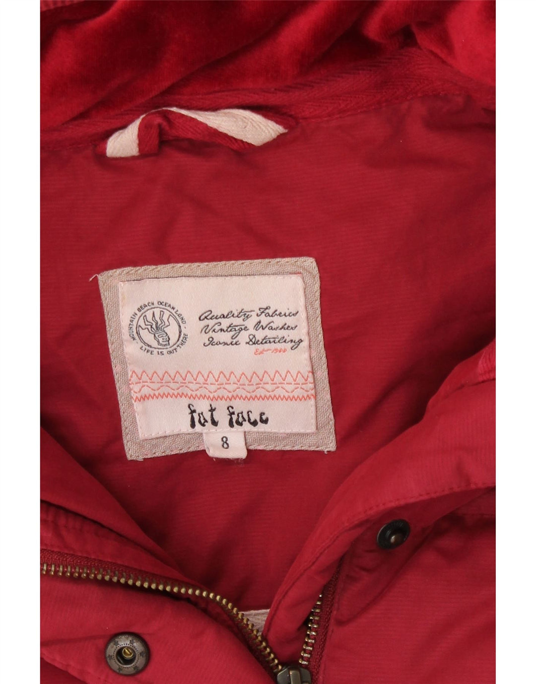 Chaleco acolchado con capucha para mujer Fat Face UK 8 Small Poliéster rojo