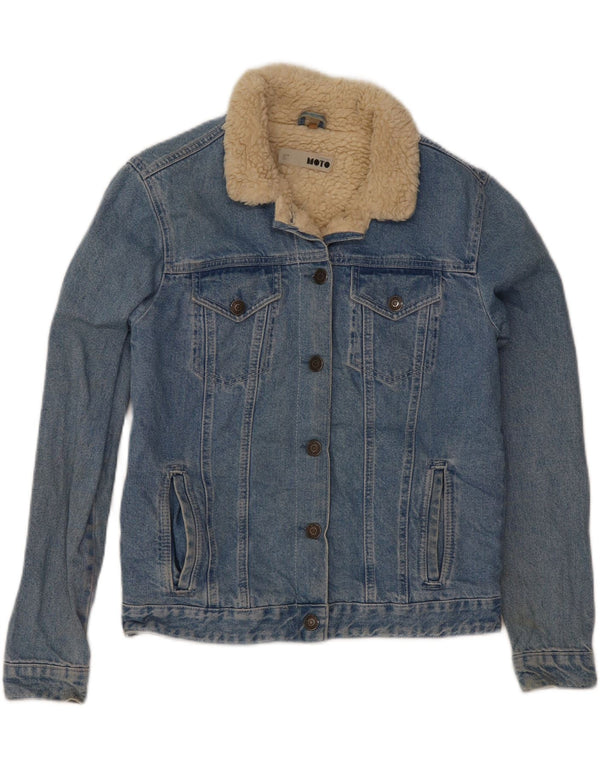 Topshop Chaqueta vaquera Sherpa para mujer UK 10 Small Algodón azul