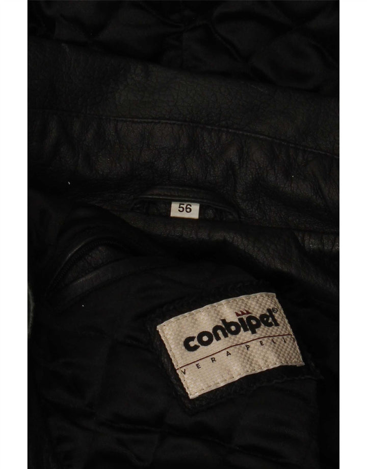 Conbipel Abrigo de cuero con capucha para hombre IT 56 2XL Negro