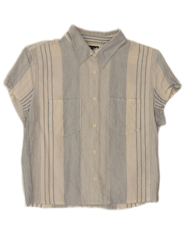 Armani Jeans Blusa corta de manga corta para mujer UK 44 Grande Azul Rayas