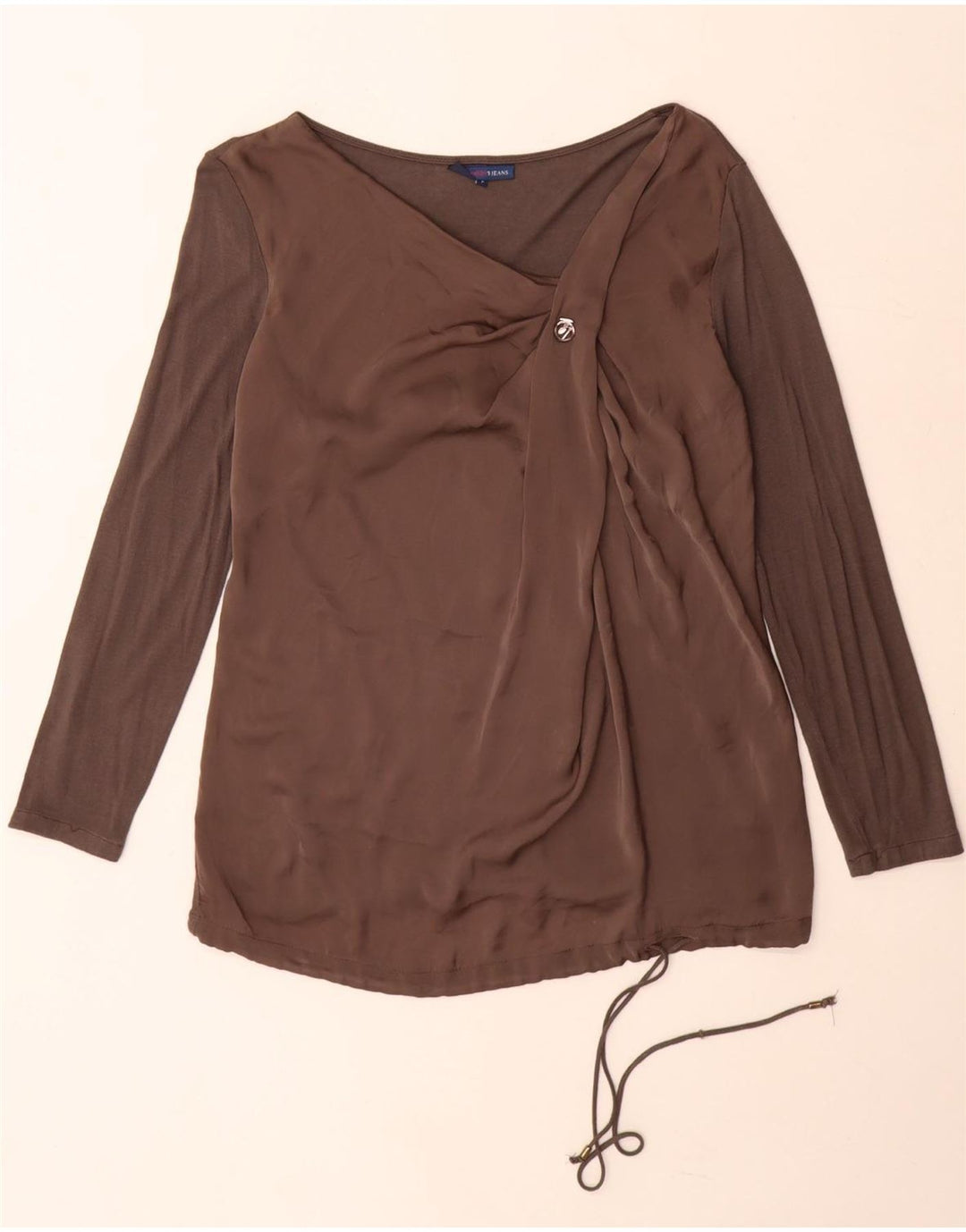 Trussardi Blusa de manga larga para mujer UK 40 Small Gris Colorblock