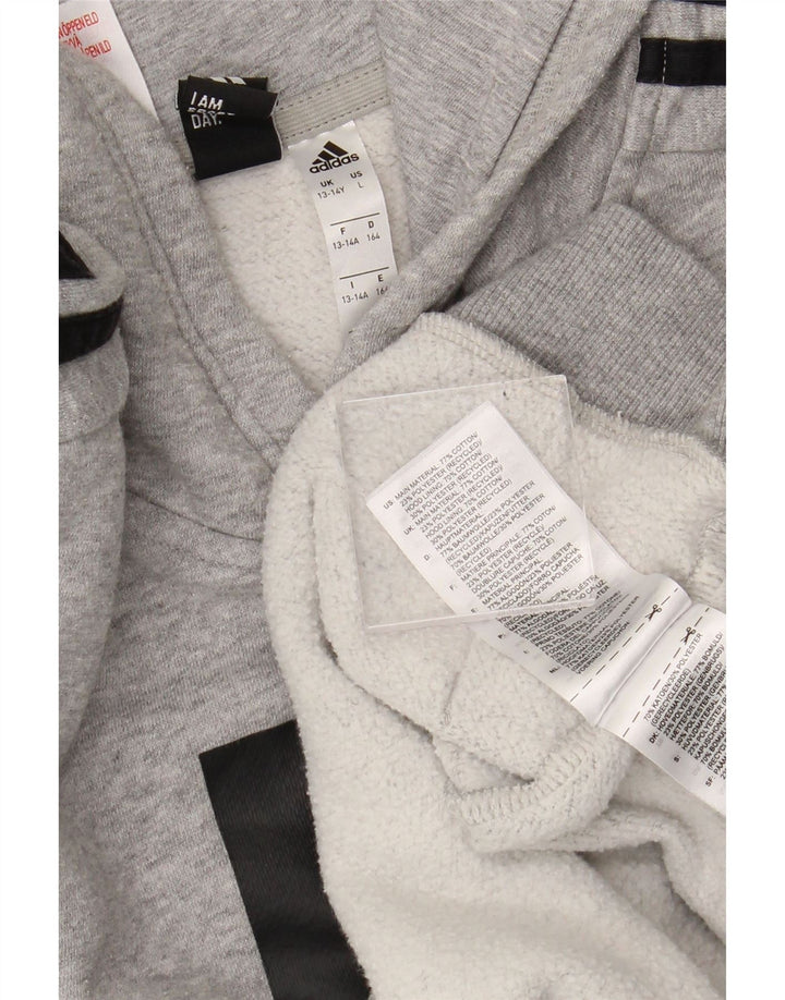 ADIDAS Sudadera con capucha gráfica para niños 13-14 años Algodón gris