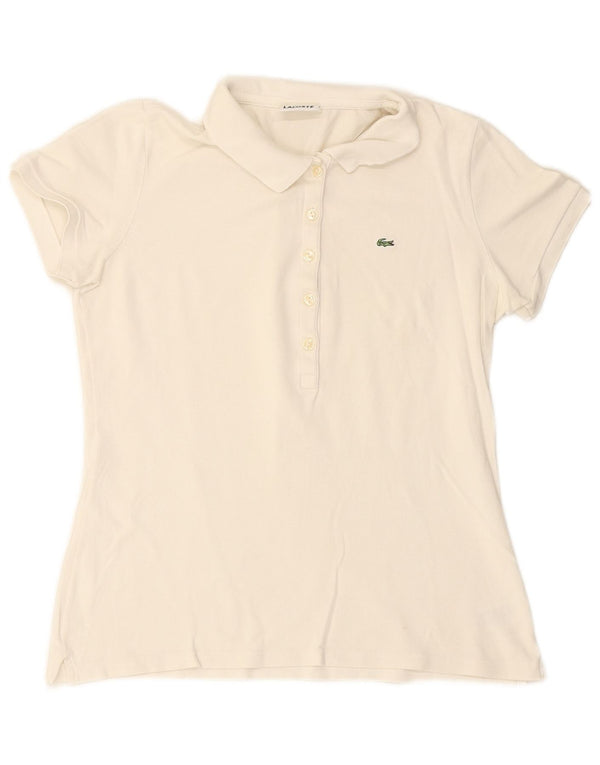 Polo LACOSTE para mujer talla 44 algodón blanco grande