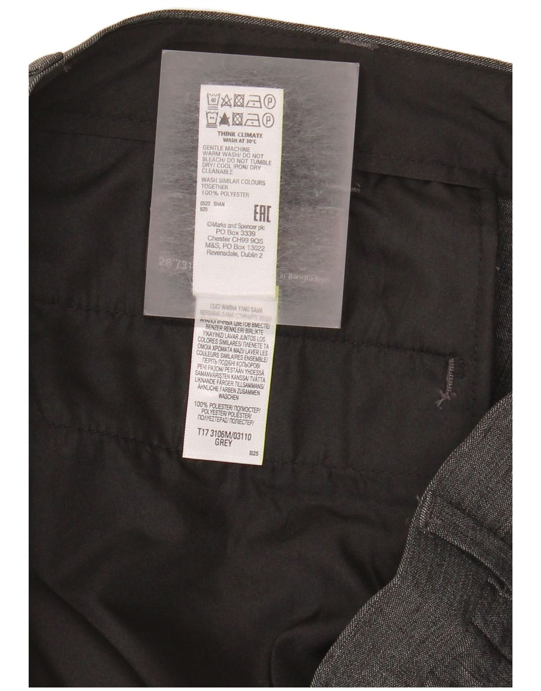 Marks & Spencer Pantalones chinos ajustados para hombre W28 L31 Poliéster gris