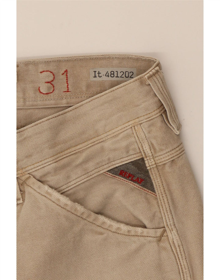 REPLAY Mens Distressed Slim Jeans W31 L33 Beige Cotton Vintage Replay and Second-Hand Replay from Messina Hembry 