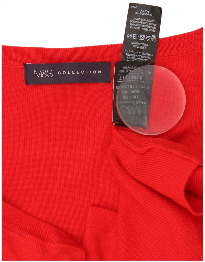 Marks & Spencer Suéter Cárdigan Abierto Largo para Mujer UK 46 Grande Rojo