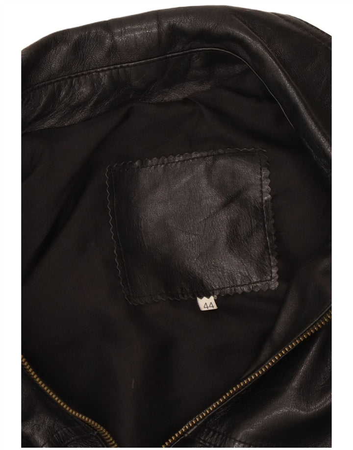 Chaqueta de cuero vintage para mujer IT 44 Cuero negro medio