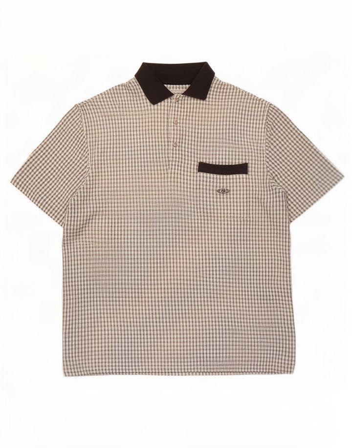 Cotton Republic Camisa de manga corta para hombre con cuadros blancos grandes