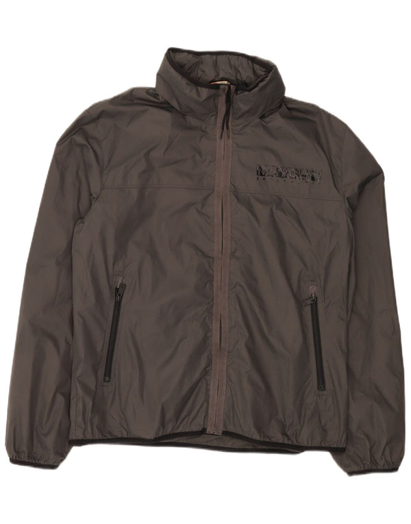 Napapijri Chaqueta impermeable con capucha para hombre UK 42 XL Gris Poliamida