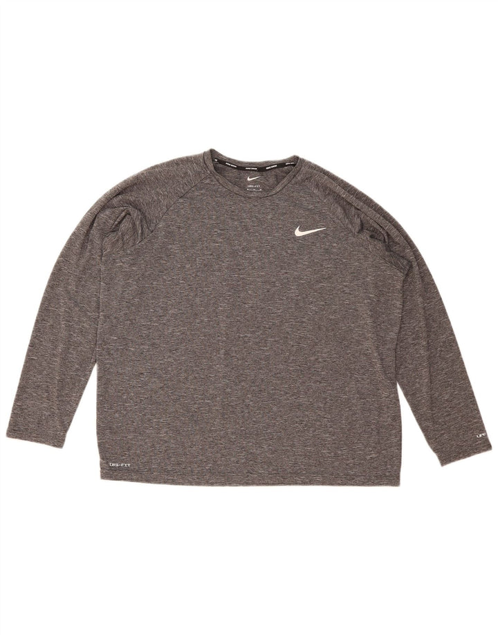 Nike Hombre Dri Fit Top Manga Larga XL Gris Moteado