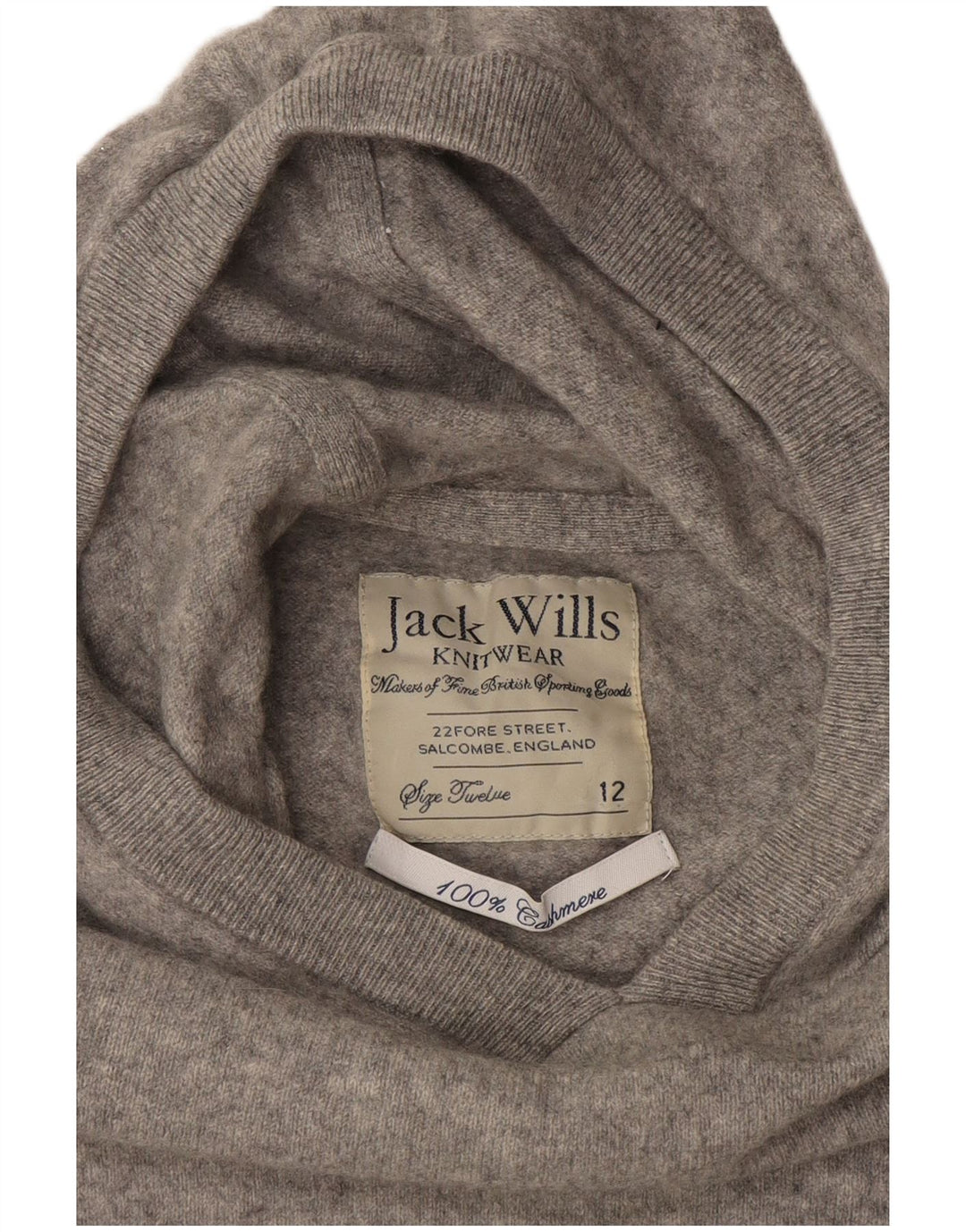 JACK WILLS Suéter corto con capucha para mujer UK 12 Cachemira gris medio