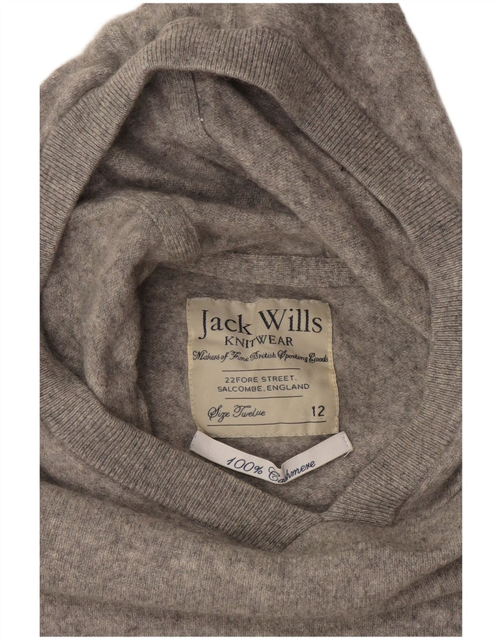 JACK WILLS Suéter corto con capucha para mujer UK 12 Cachemira gris medio
