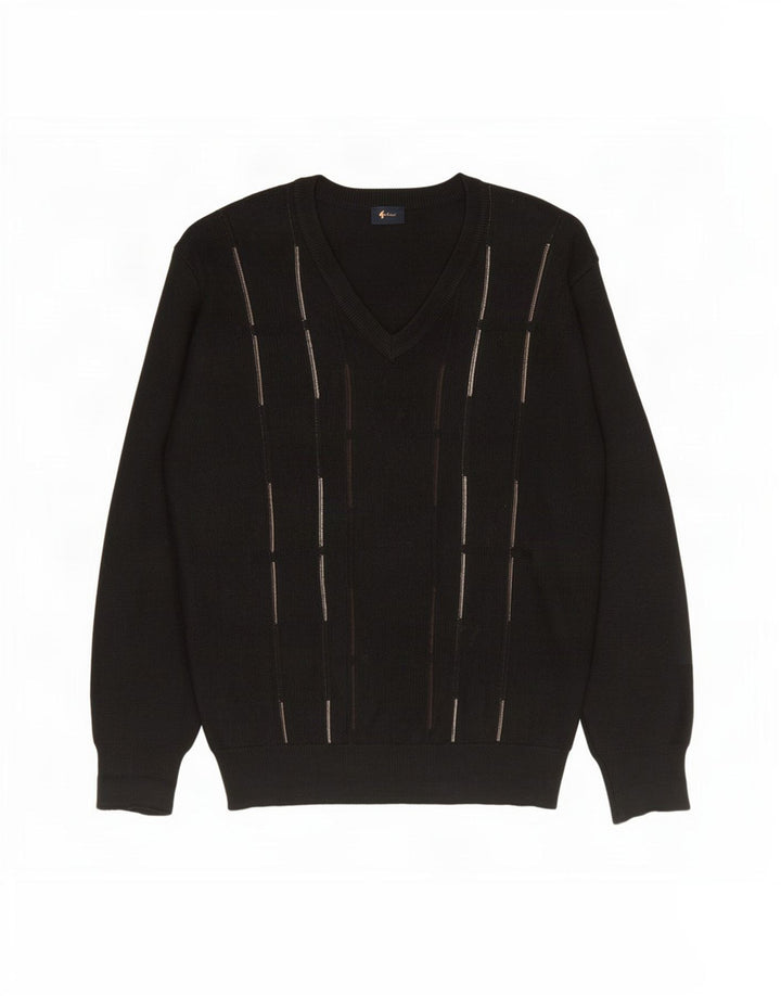 Gabicci Jersey De Punto Con Cuello En V Para Hombre De Lana A Rayas Negra Grande