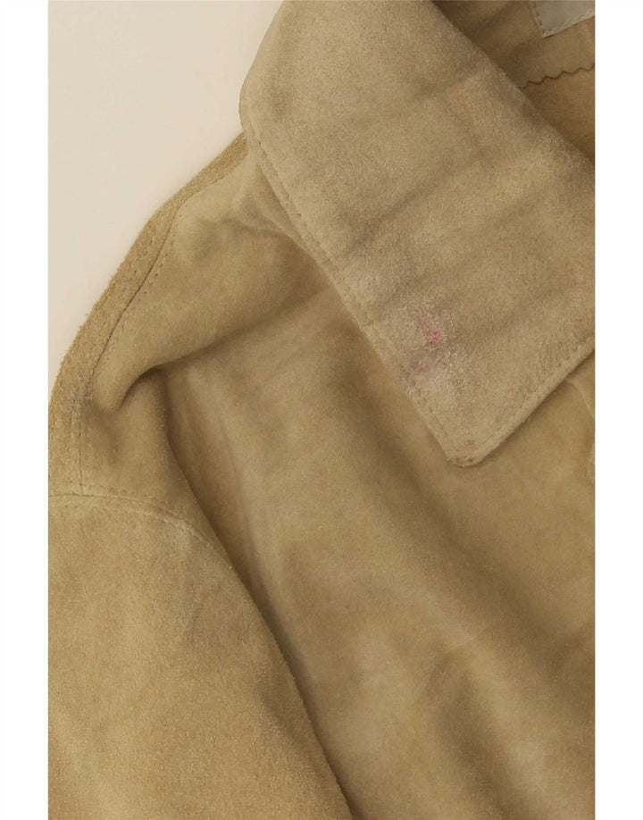 Massimo Rebecchi Chaqueta tipo blazer de ante con 4 botones para mujer, talla 44, color beige medio