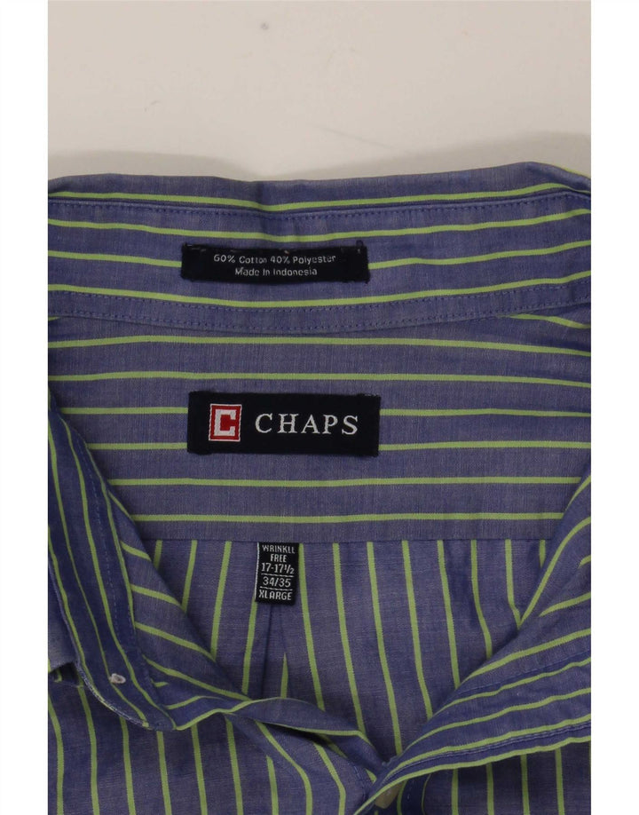 Chaps Camisa para hombre Talla 17 1/2 XL Algodón a rayas azules