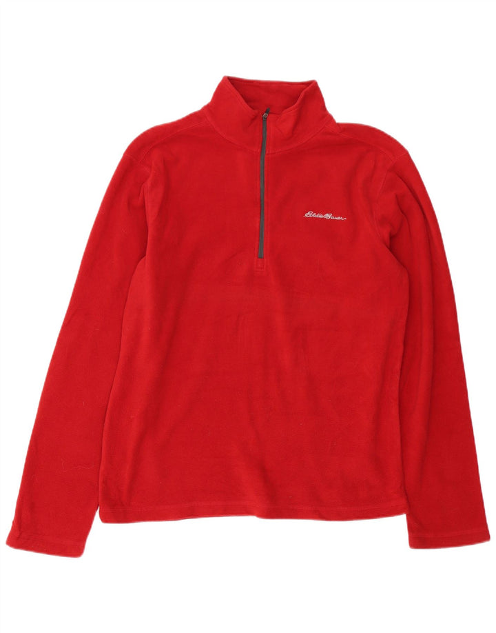 Eddie Bauer Jersey de forro polar con cuello y cremallera para hombre pequeño poliéster rojo
