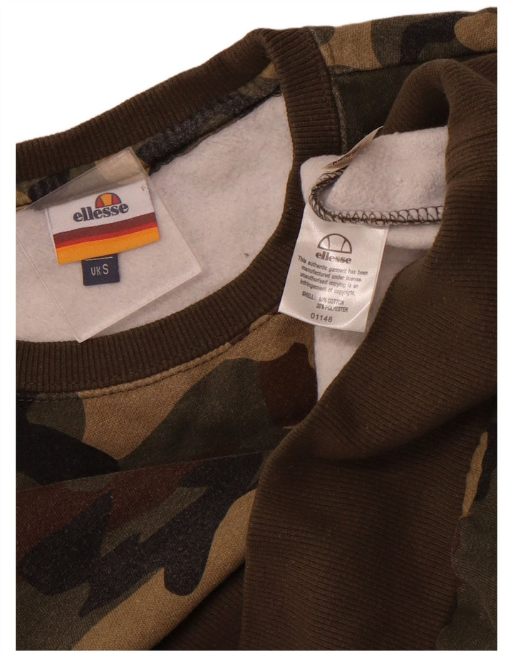 Ellesse Hombre Sudadera Gráfica Jumper Small Khaki Camuflaje Algodón