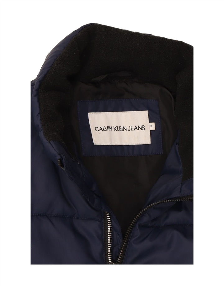 CALVIN KLEIN JEANS Boys Padded Jacket 11-12 Years Navy Blue Polyester