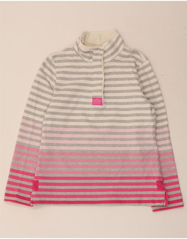 Joules - Sudadera con cuello y botones para mujer, talla 40, color gris medio a rayas
