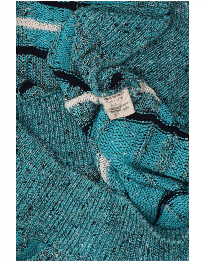Les Jacquelines Jersey de cuello redondo para hombre IT 52 Large Blue Stripes