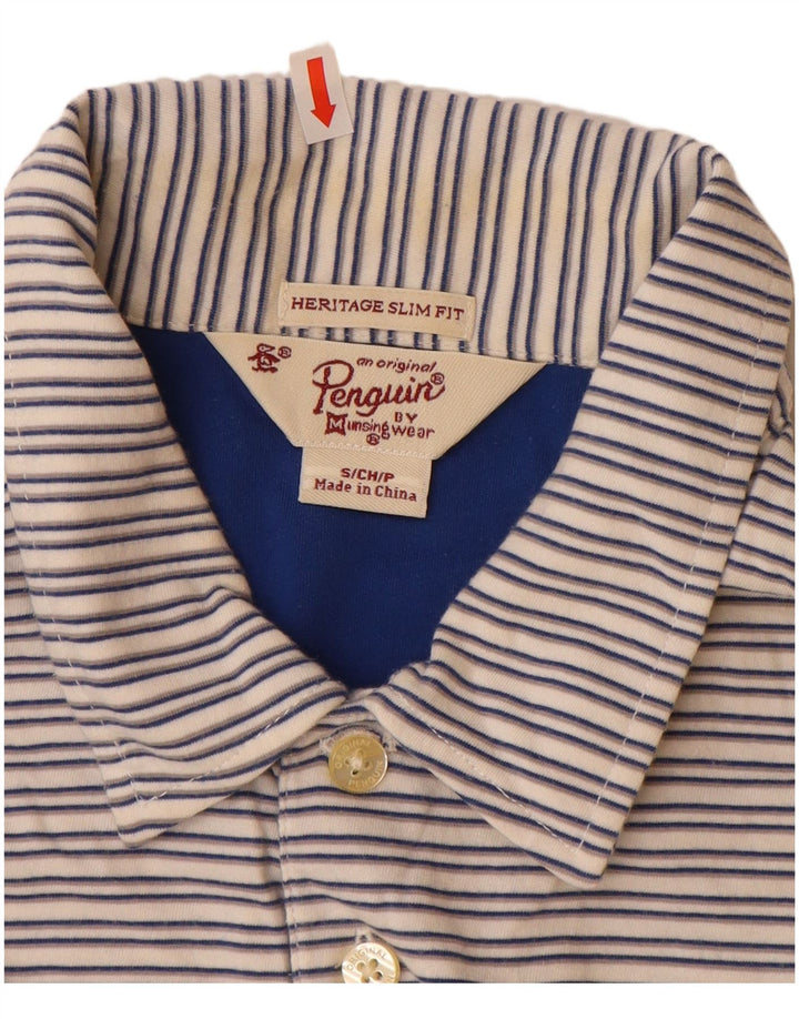 PENGUIN Polo Heritage Slim Fit para hombre de algodón a rayas beige pequeño