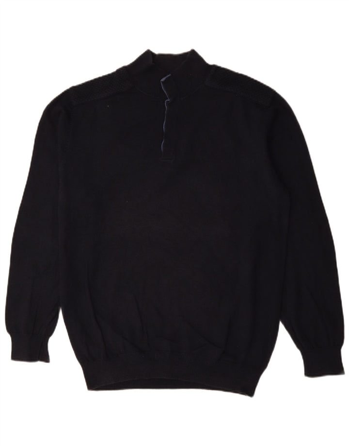 Massimo Dutti Jersey Hombre con Cuello Botones XL Azul Marino Algodón