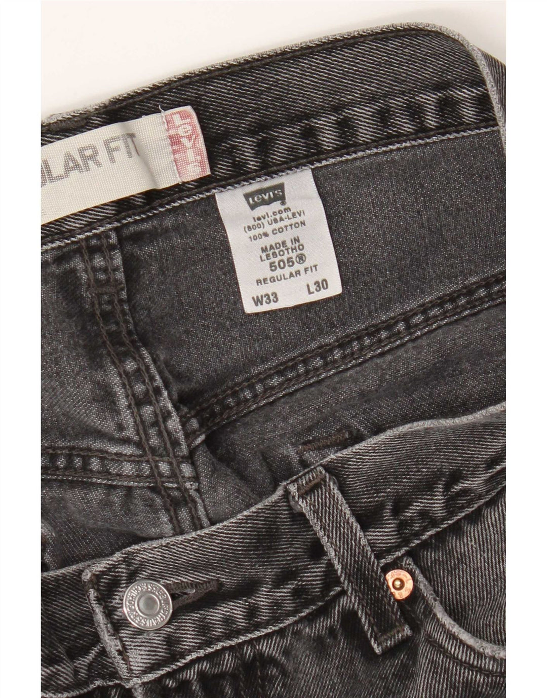 Levi's Vaqueros rectos de corte regular 505 para hombre W33 L30 Algodón gris