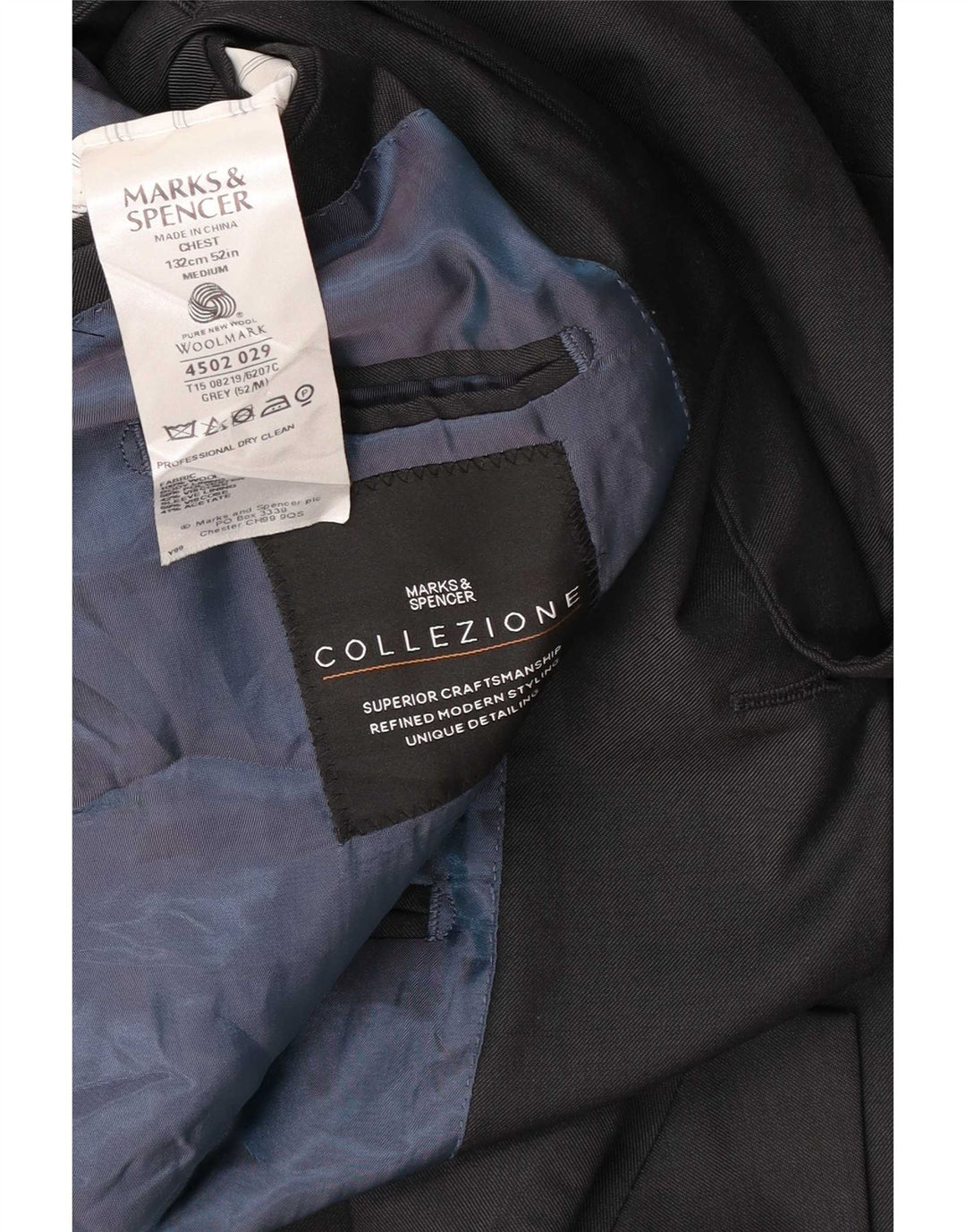 Marks & Spencer Chaqueta tipo blazer de 3 botones para hombre UK 52 3XL Lana gris