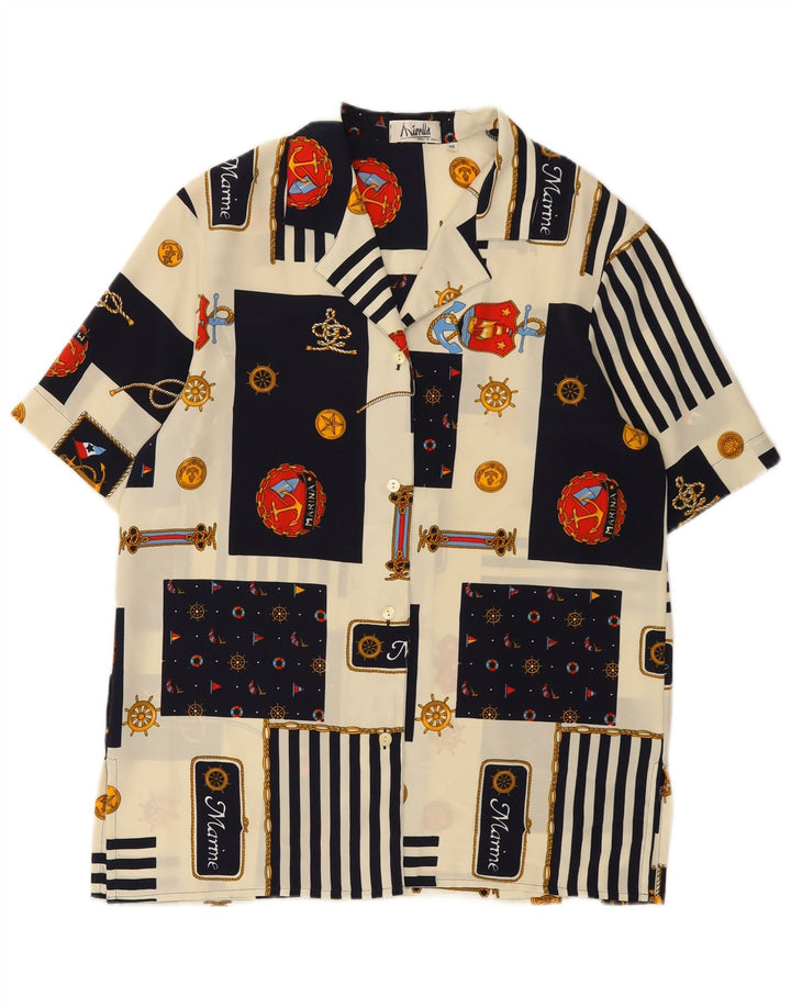 Mirella Blusa Camisera Mujer IT 46 Grande Multicolor Patchwork Náutico
