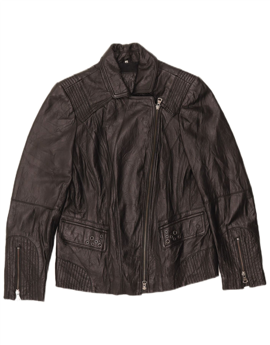 BONITA Chaqueta motera de cuero para mujer EU 38 Mediana Piel de cordero negra