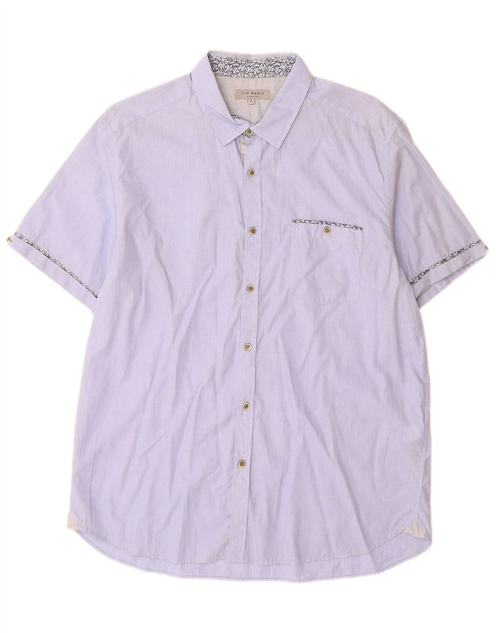 Ted Baker Camisa de manga corta para hombre Talla 5 XL Algodón azul