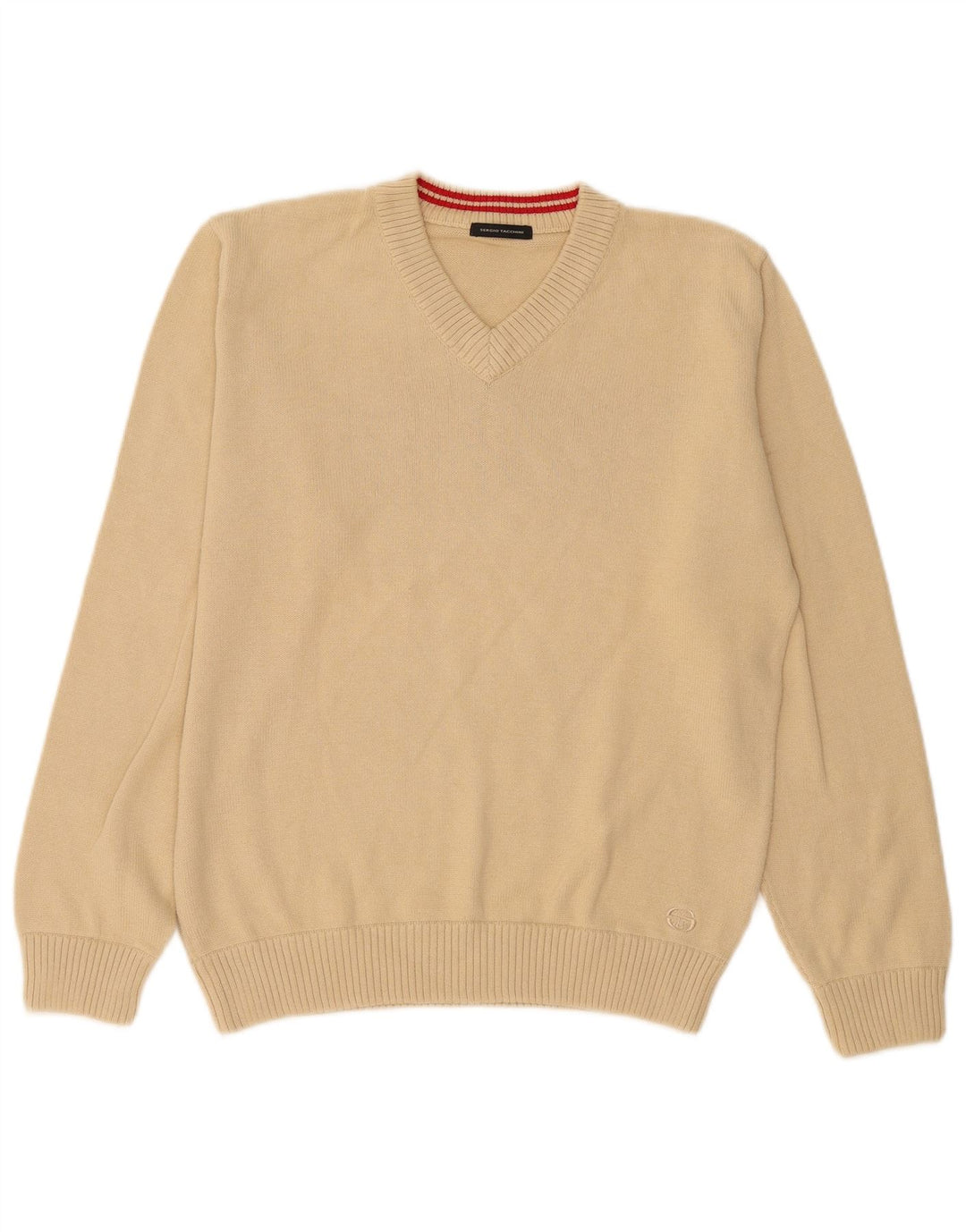 Sergio Tacchini Jersey con Cuello en V para Hombre Pequeño Algodón Beige