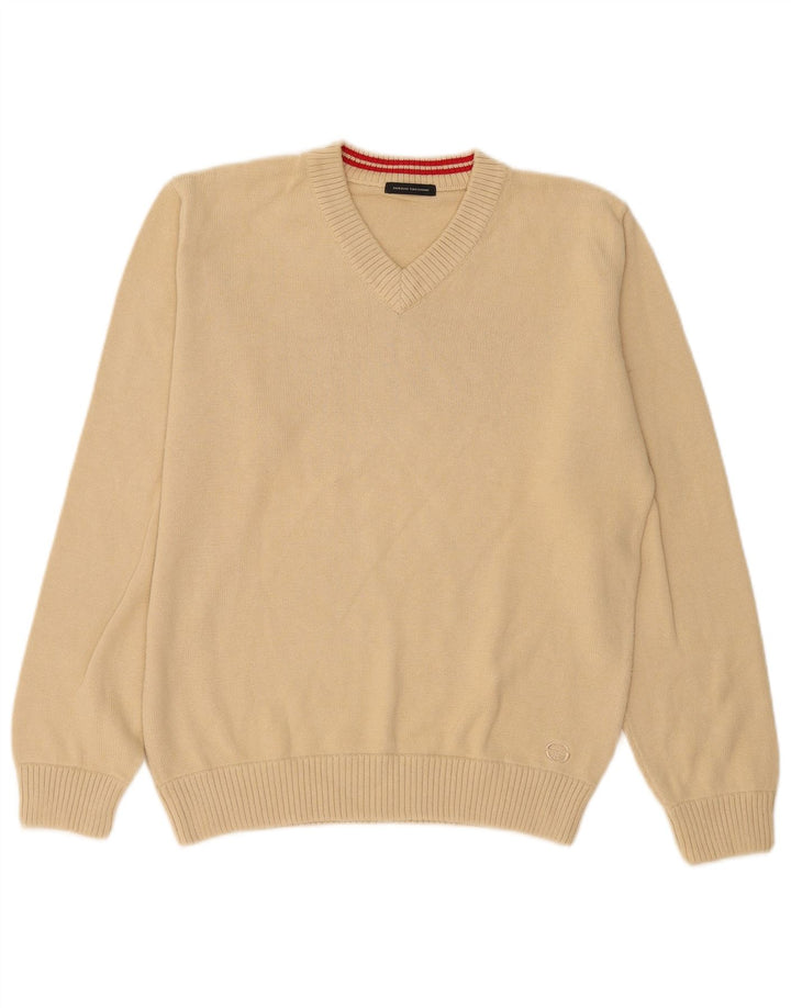 Sergio Tacchini Jersey con Cuello en V para Hombre Pequeño Algodón Beige