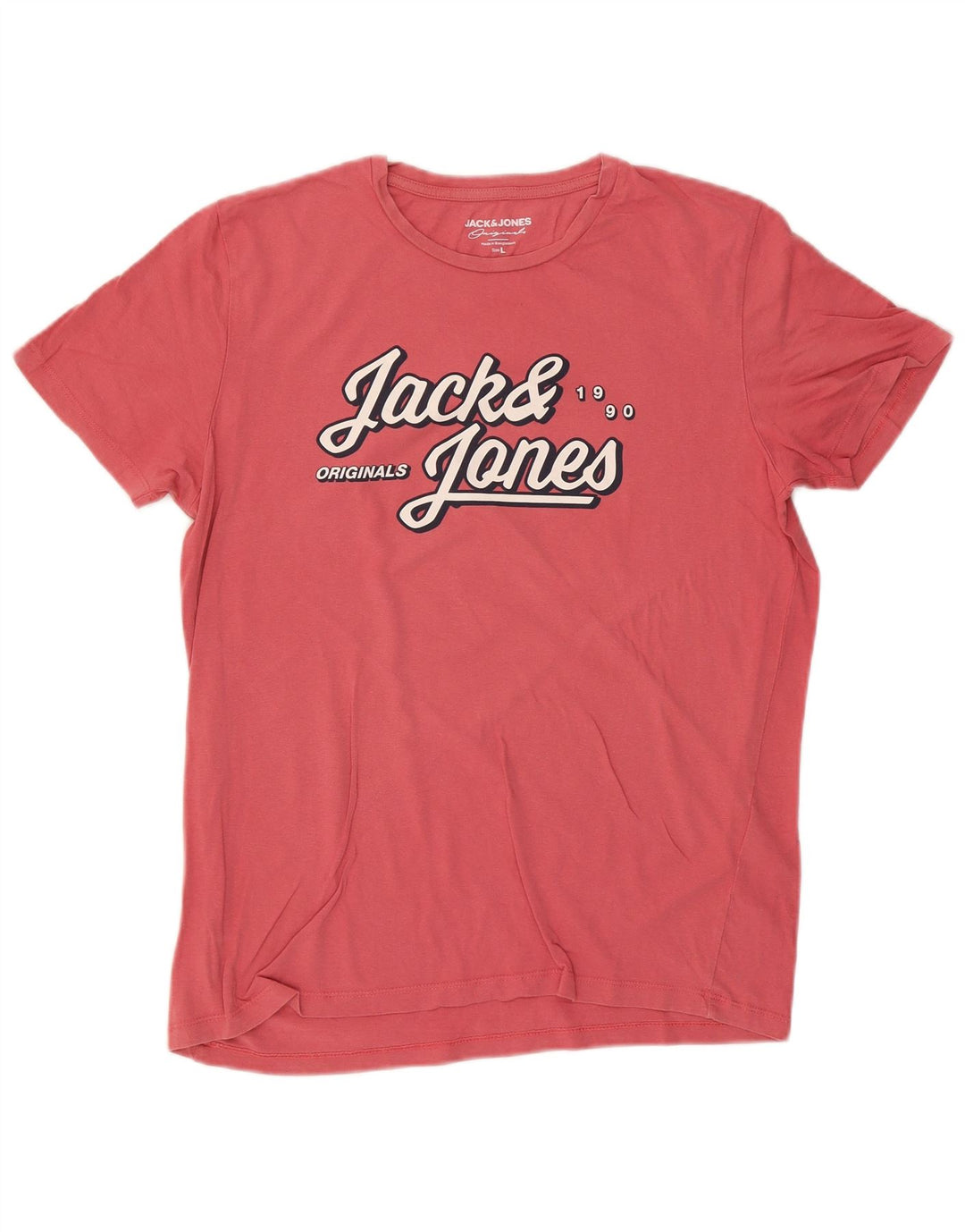 Jack & Jones - Camiseta gráfica para hombre, talla grande, algodón rosa
