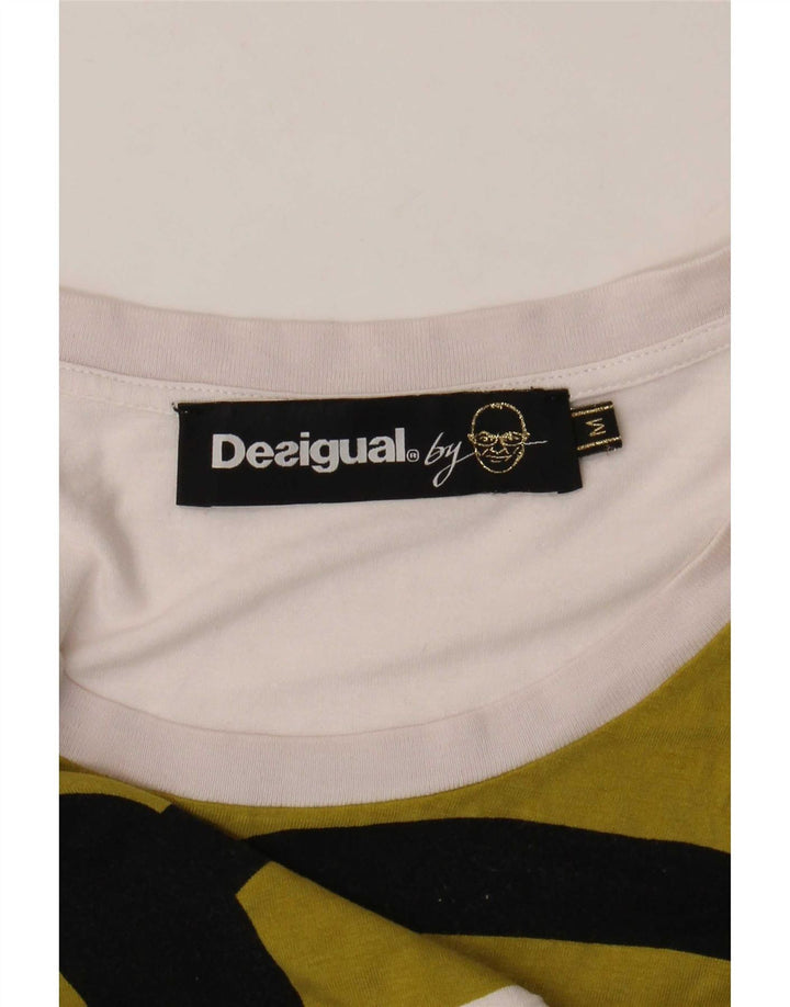 Desigual Top sin mangas asimétrico para mujer UK 12 Medium White Geométrico