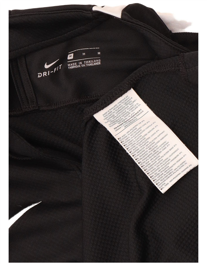 NIKE Hombre Dri Fit Zip Neck Pullover Chándal Top Mediano Negro Colorblock
