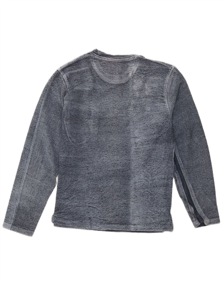 Course Top gráfico para hombre de manga larga de algodón moteado en azul marino grande
