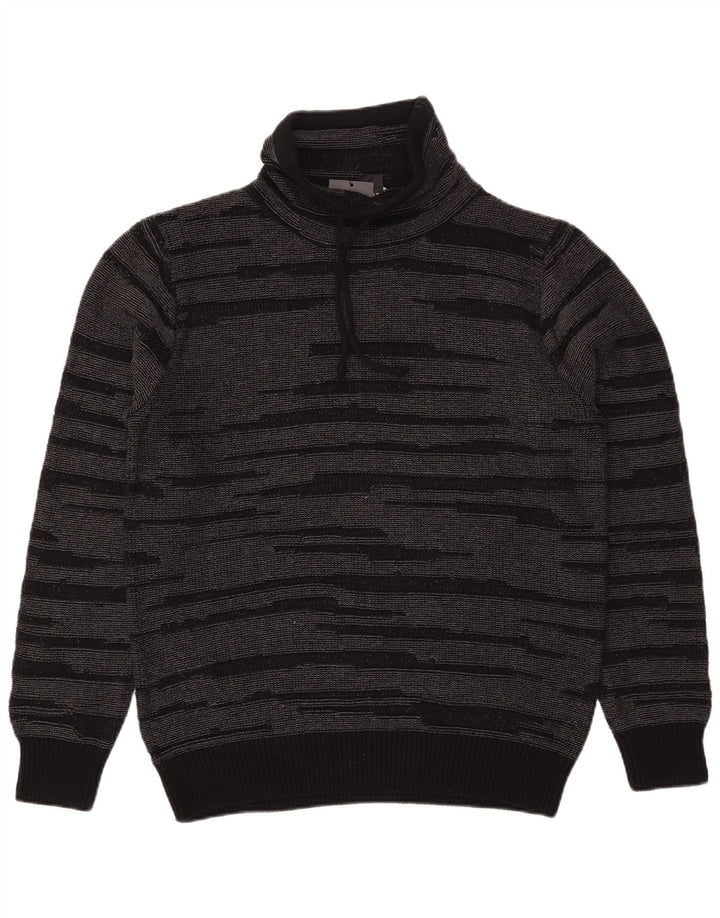 Dkny Hombre Jersey Con Cuello Vuelto Jersey De Algodón A Rayas Negro Mediano
