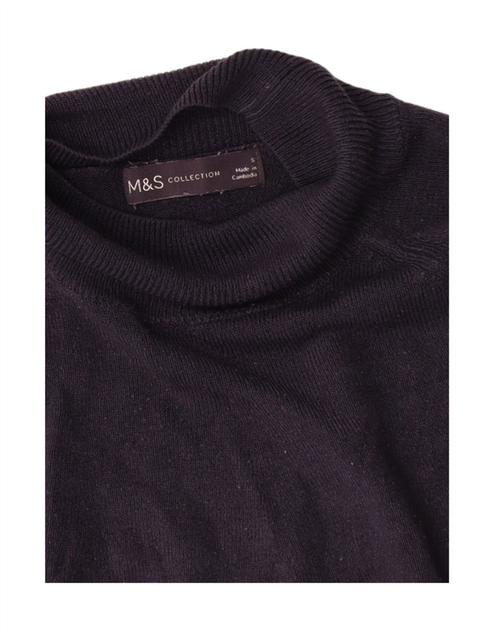 Marks & Spencer Jersey con Cuello Alto para Mujer UK 10 Small Azul Marino
